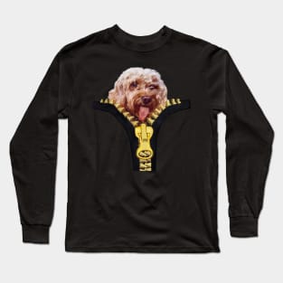 Doggy in my pocket - Cavapoo Cavoodle puppy sticking it’s tongue out - cute cavalier king charles spaniel Long Sleeve T-Shirt